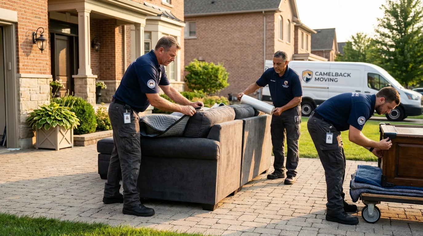 Large estate moving crew wrapping furniture in Auburn, NH